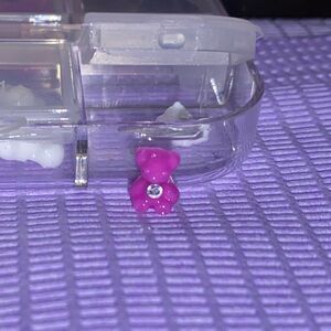 10pc 3D Nail Charm Purple Mini Teddy Bear w/ Rhinestone- Made For Small Nails
